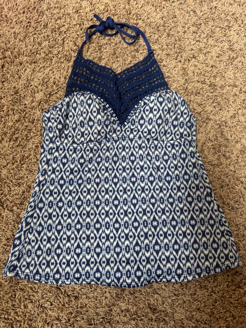 Apt 9 size Small Blue Crochet Halter Swim Top - Women's Blue Patterned Tankini